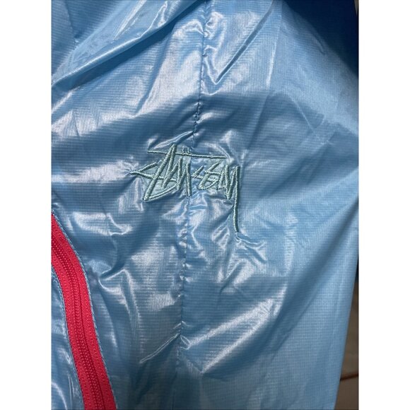 STUSSY GIRLS Y2K Women’s Blue Nylon Windbreaker Jacket Full Zip Up Size S NWT - Picture 5 of 12